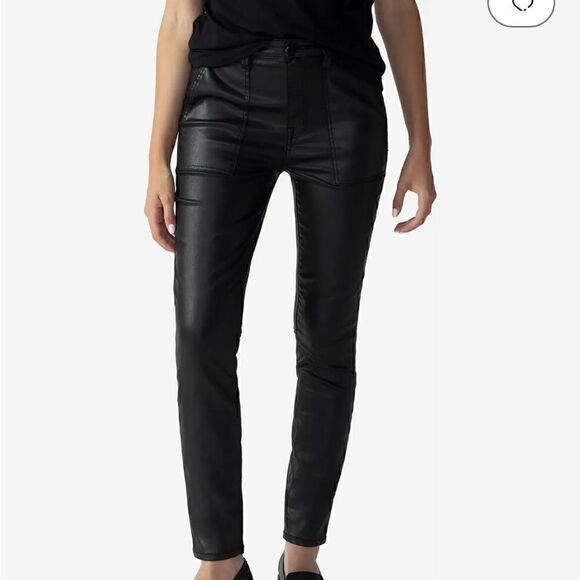 Women Sanctuary Hayden Coated Skinny Ankle pants black size 26 New - Picture 4 of 12